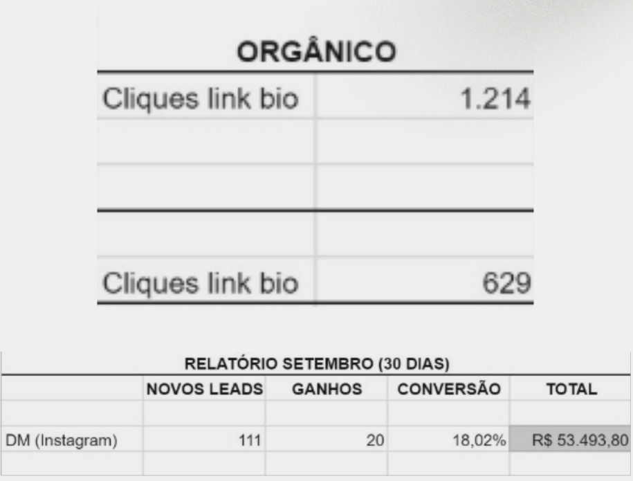 Print do CRM do cliente mostrando 111 leads gerados organicamente