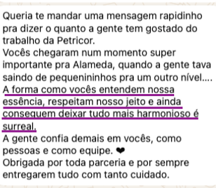 Depoimento de cliente Petricor
